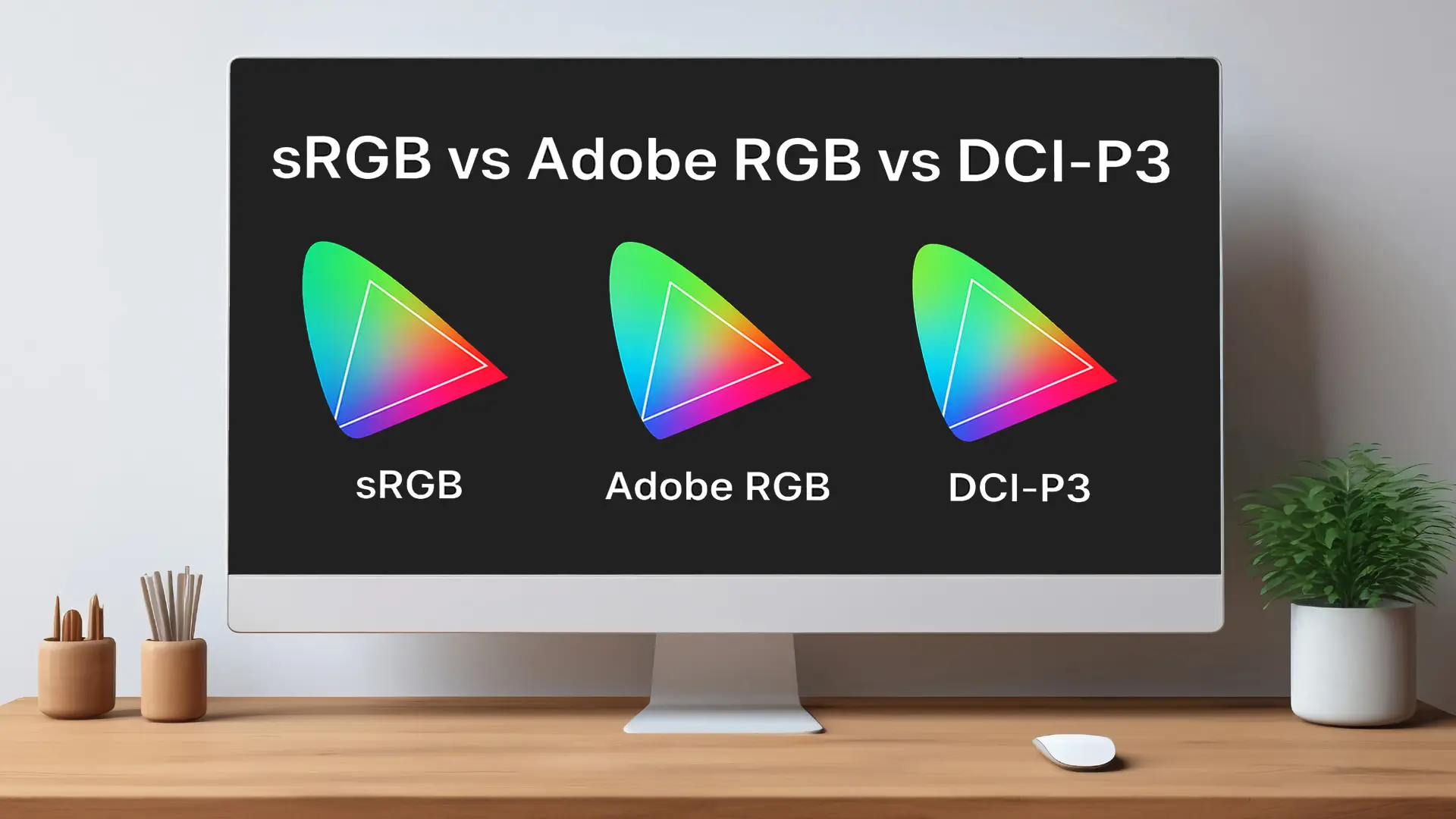 Diferențe gamă de culori sRGB vs Adobe RGB vs DCI-P3
